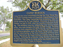 A photo of a community sign in Borden, Ontario