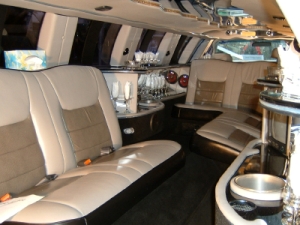 Inside a stretched limo