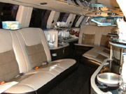 Inside a stretch limo rental