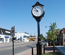 A photo of the town clock in Pelham, Ontario